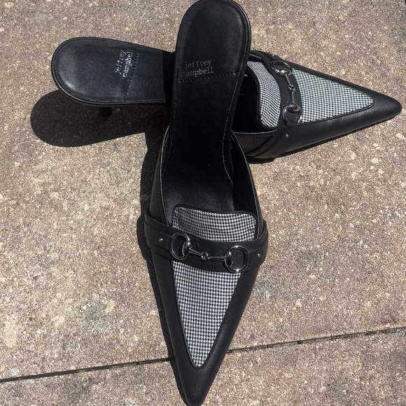 Jeffrey Campbell Black/plaid pointy toe sandals  size 10 - Picture 1 of 7